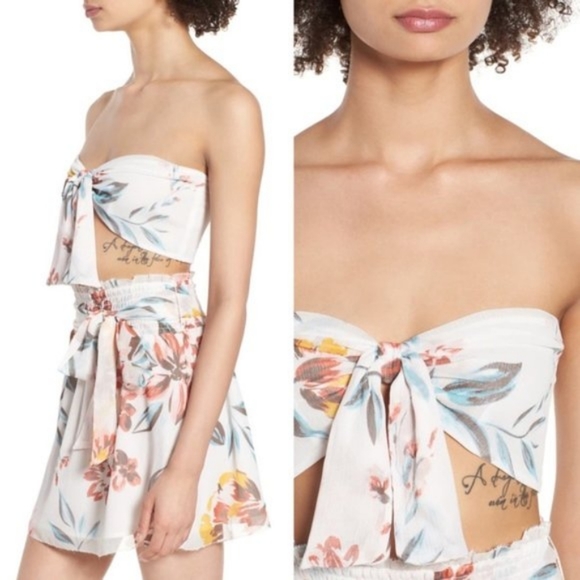 Tularosa Margaret Bandeau Top and Ida Skirt Set in Dahlia Floral - Picture 3 of 16